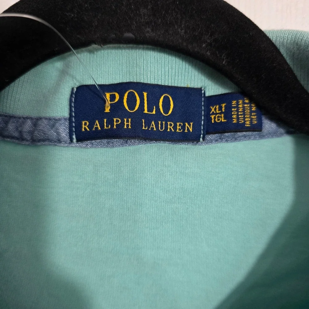 Polo Ralph Lauren Mens XLT Mint Green Short Sleeve Cotton Polo Shirt Orange Pony
